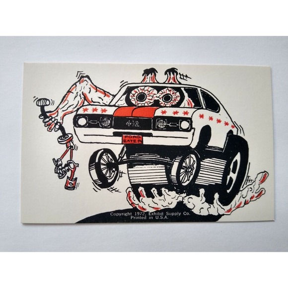 Hot Rod Postcard 442 Ford Eater Car Beatnik Monster Custom Racer Vendor Card - Picture 2 of 3